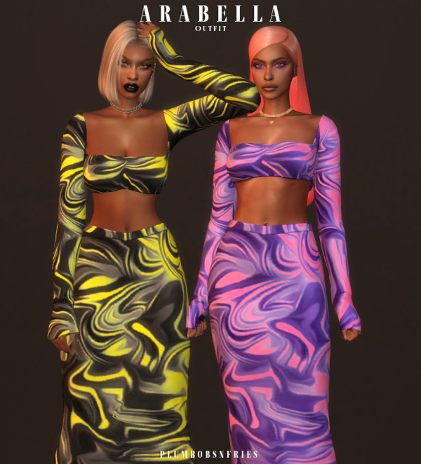 Alpha plumbobsnfries ARABELLA outfit by simsfinds - The Sims 4 Custom Content