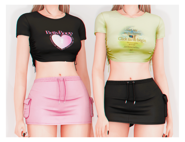 Alpha Haerin T Shirt Skirt by plbsims - The Sims 4 Custom Content