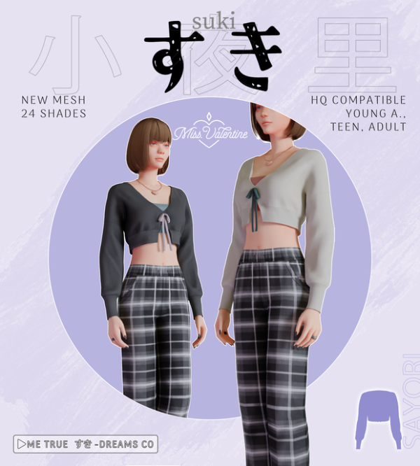 Alpha Sayori Top by simsfinds - The Sims 4 Custom Content