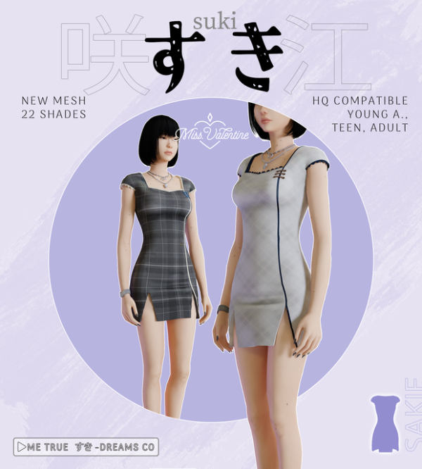 Alpha Sakie Dress by simsfinds - The Sims 4 Custom Content