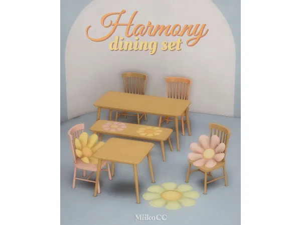 Maxis Match Harmony dining set by Miiko - The Sims 4 Custom Content