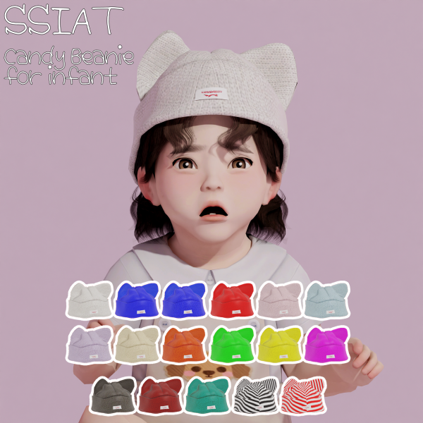 Alpha acc)Candy Beanie for infant by simsfinds - The Sims 4 Custom Content