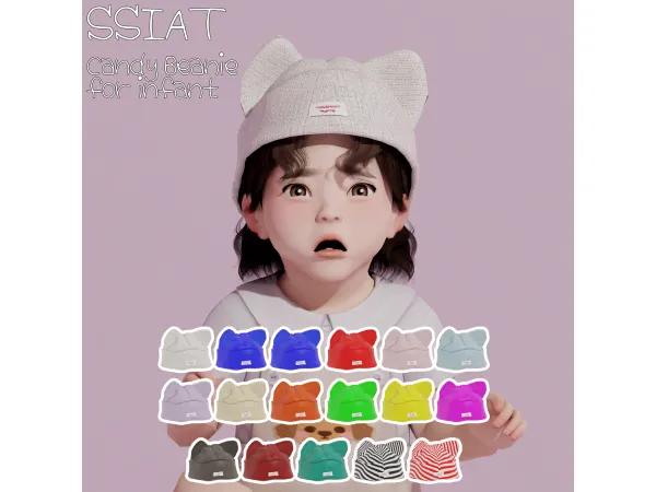 Alpha acc)Candy Beanie for infant by sims4ssiat - The Sims 4 Custom Content