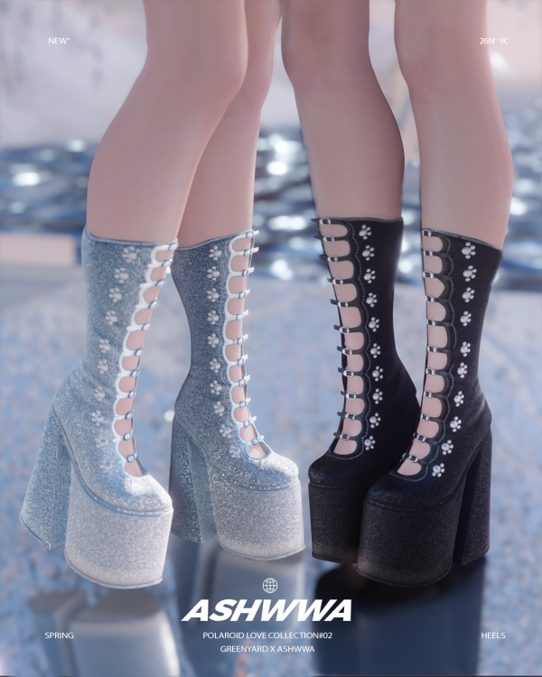 Alpha Polaroid Love collection02 Fluorite heels by simsfinds - The Sims 4 Custom Content