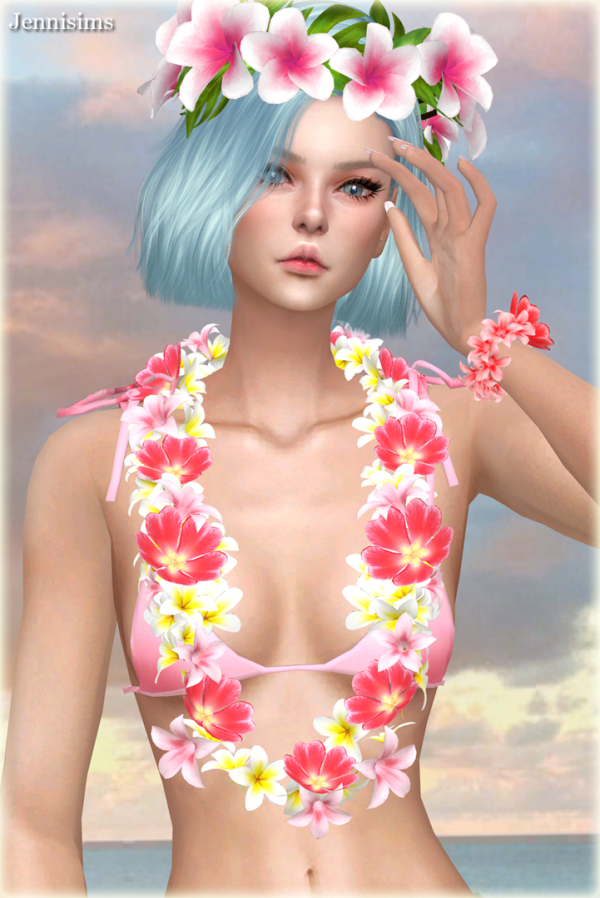 Mix ALOHA ACCESSORIES (CROWNNECKLACEBRACELET DUAL) by simsfinds - The Sims 4 Custom Content