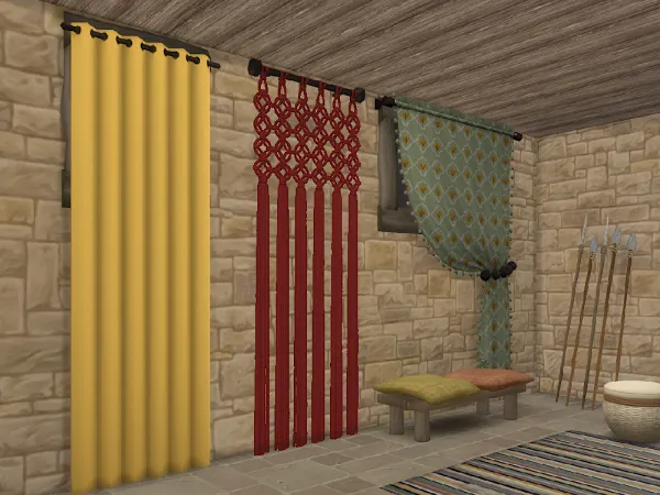 Mix Kremastes Kourtines three Curtains by simsfinds - The Sims 4 Custom Content