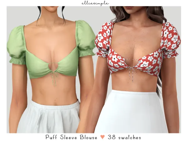 Alpha elliesimple puff sleeve blouse by elliesimple - The Sims 4 Custom Content