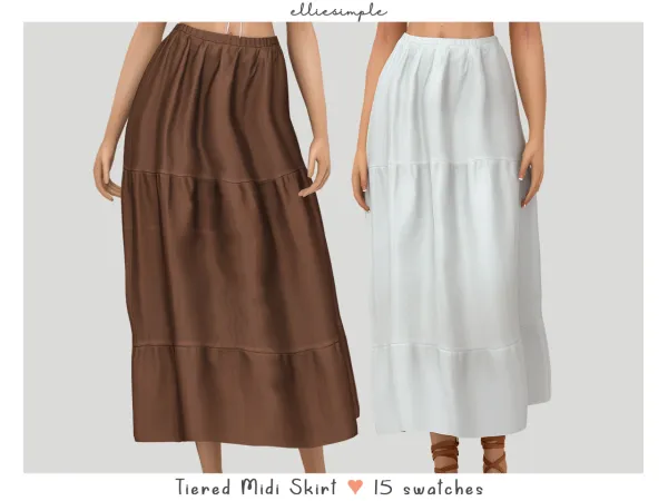Alpha elliesimple tiered midi skirt (early access) - The Sims 4 Custom Content