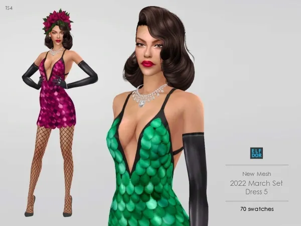 Maxis Match Sequin Party Dress by elfdor - The Sims 4 Custom Content