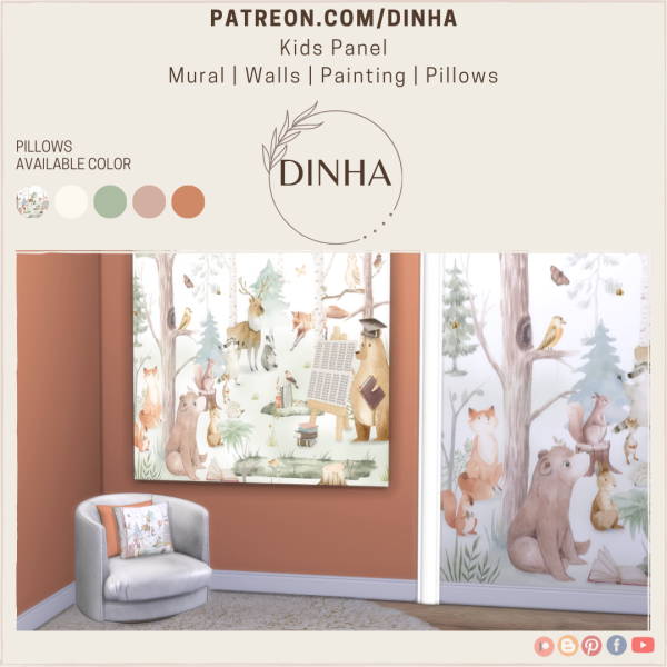 Mix Bosom of Nature Kids Collection Pillows by dinhagamer - The Sims 4 Custom Content