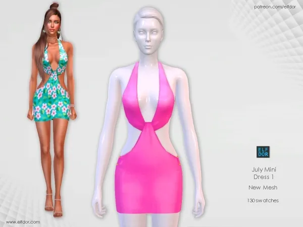Alpha 2023 July 3 Mini Dress 1 by elfdor - The Sims 4 Custom Content