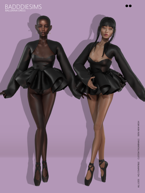 Alpha BADDDIESIMS BALLERINA DRESS by simsfinds - The Sims 4 Custom Content