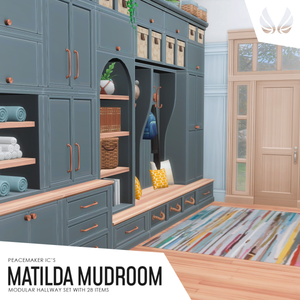 Maxis Match Matilda Mudroom A Modular Hallway Set with 28 items by simsfinds - The Sims 4 Custom Content