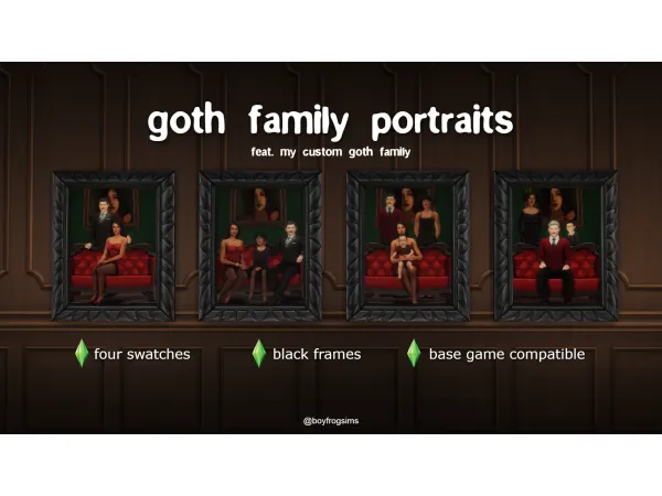 Maxis Match custom goth family portraits - The Sims 4 Custom Content