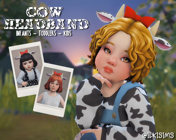 Maxis Match COW HEADBAND FOR KIDS by simsfinds - The Sims 4 Custom Content