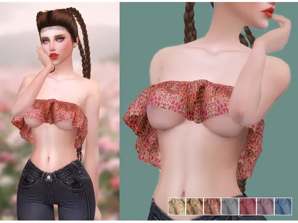 Alpha REWARD EVE Boho Frills Top by smsims - The Sims 4 Custom Content