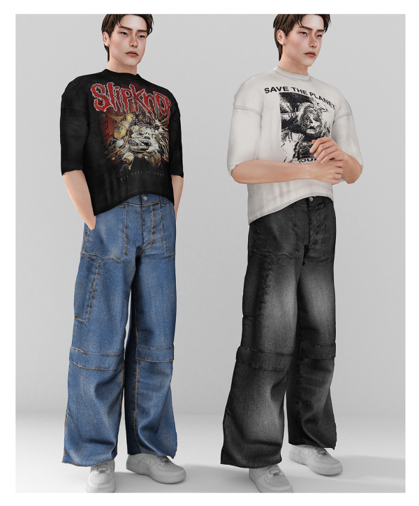 Alpha Shut Shirt Shut Jeans Male version Babyetears by babyetears - The Sims 4 Custom Content