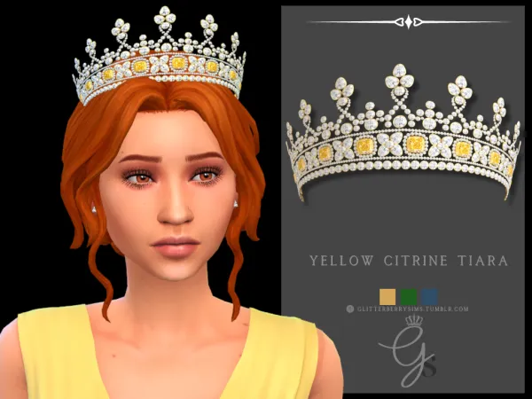Mix Yellow Citrine Tiara by Glitterberry Sims - The Sims 4 Custom Content