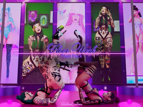 Mix The Floor Work Pose Pack by fatalrosecreations - The Sims 4 Custom Content