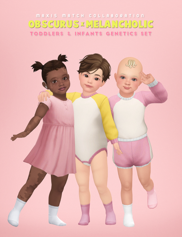 Maxis Match 550262620156924 OBSCURUS x MELANCHOLIC set of genetics for toddlers infants 550262620156923 by simsfinds - The Sims 4 Custom Content