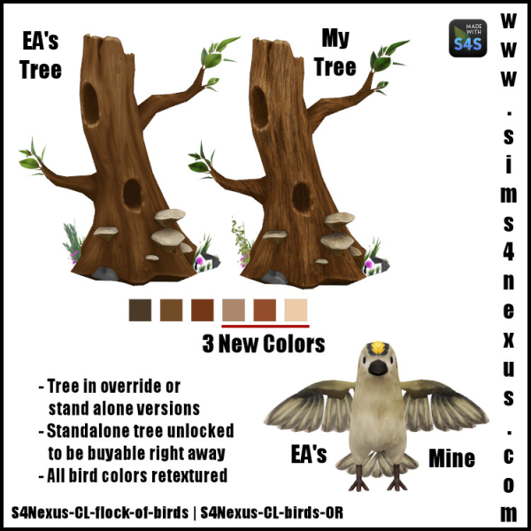 Maxis Match CLs Birds Bird Tree Retextured by simsfinds - The Sims 4 Custom Content