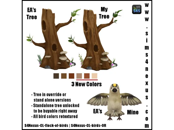 Maxis Match CLs Birds Bird Tree Retextured - The Sims 4 Custom Content