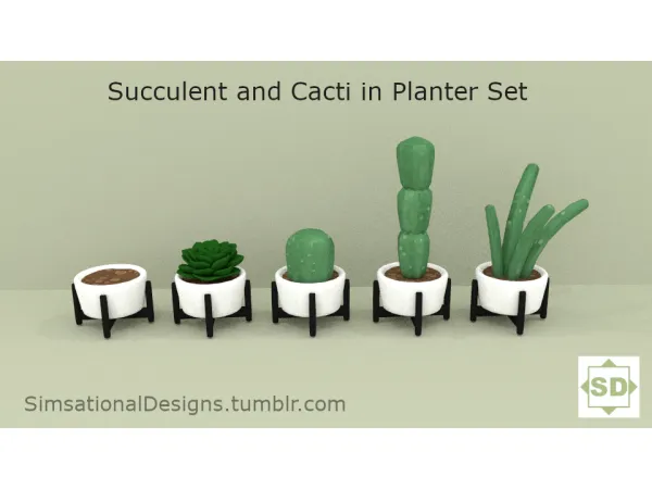 Maxis Match Succulent and Cacti in Planter Set by simsfinds - The Sims 4 Custom Content