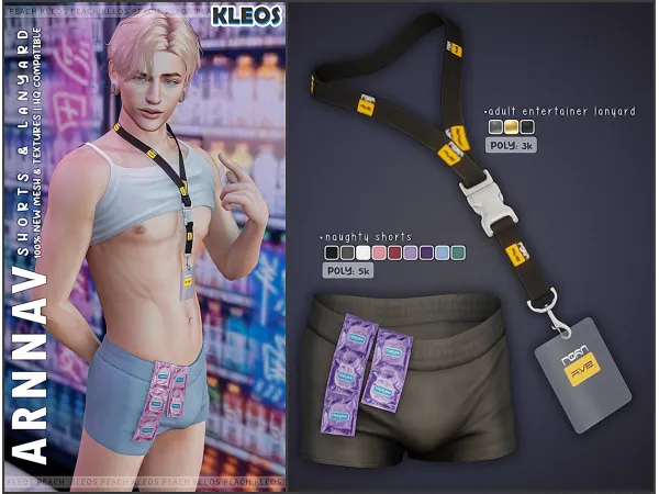 Alpha PEACH Arnnav Shorts Lanyard by Kleos Sims - The Sims 4 Custom Content