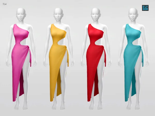 Maxis Match Summer Long Party Dress by elfdor - The Sims 4 Custom Content