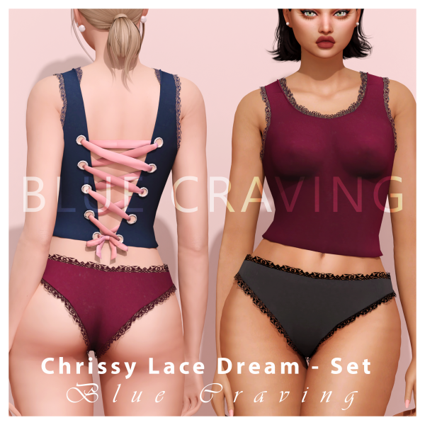 Alpha Blue Craving Chrissy Lace Dream Set by bluecraving - The Sims 4 Custom Content