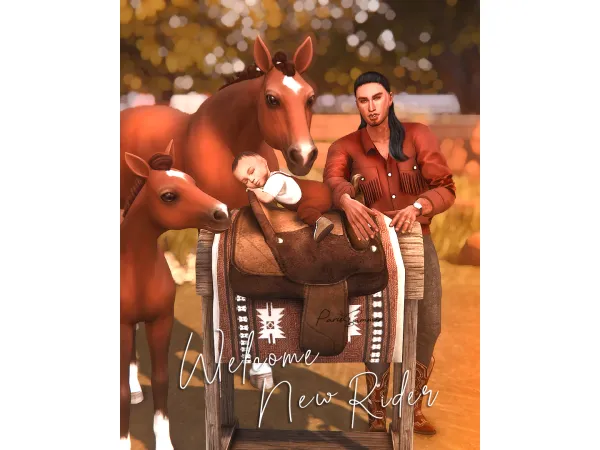 Maxis Match Welcome New Rider 12 poses with Horse (6 for newborn 6 for infant) - The Sims 4 Custom Content