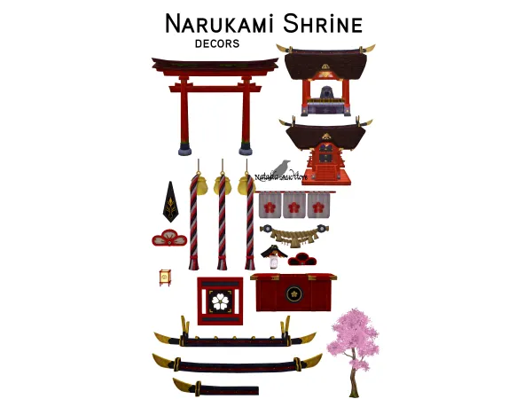 Mix Narukami Shrine Decors Auditore by Natalia - The Sims 4 Custom Content