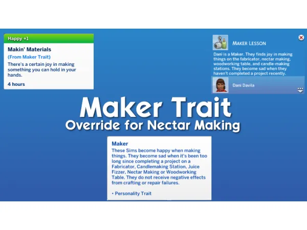Maxis Match Maker Trait Override for Nectar Making by Raesthetic - The Sims 4 Custom Content