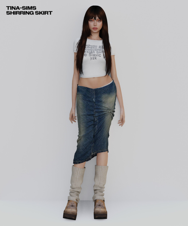 Alpha [TINA SIMS] Shirring Skirt by simsfinds - The Sims 4 Custom Content