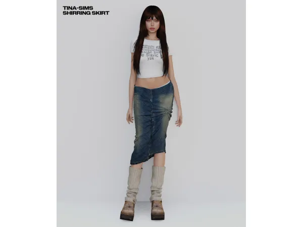 Alpha [TINA SIMS] Shirring Skirt - The Sims 4 Custom Content