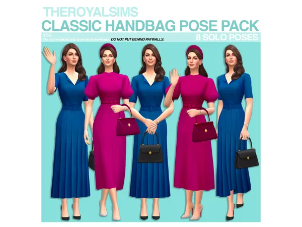 Maxis Match THEROYALSIMS CLASSIC HANDBAG POSE PACK by The Royal Sims - The Sims 4 Custom Content