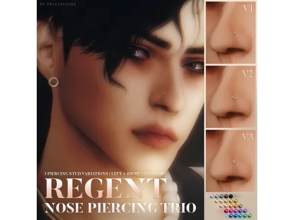 REGENT Nose Piercing Trio by Pralinesims