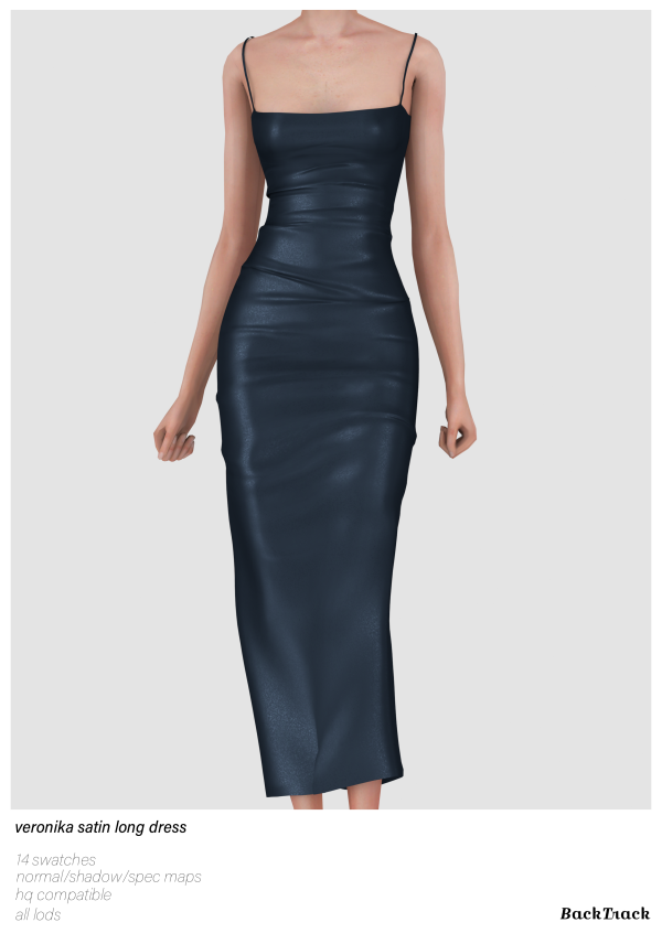 Alpha Veronika Satin Long Dress by simsfinds - The Sims 4 Custom Content