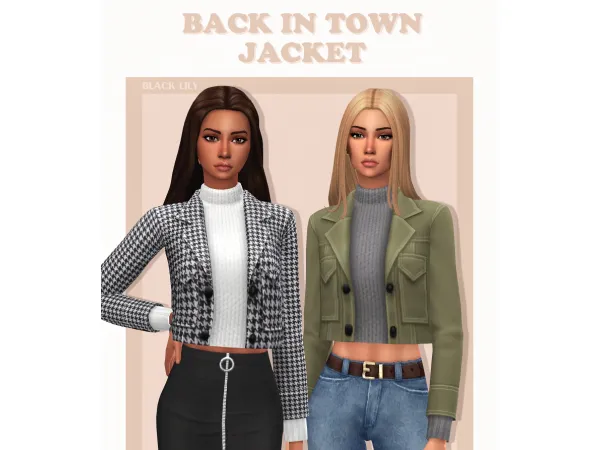 Maxis Match Back In Town Jacket by Black Lily - The Sims 4 Custom Content