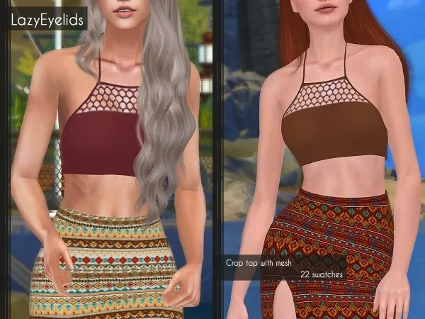 Alpha Crop top with mesh by lazyeyelids - The Sims 4 Custom Content