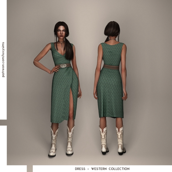 Alpha Dress Western Collection by luxysims - The Sims 4 Custom Content