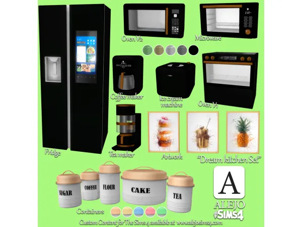 Alpha Dream kitchen set by Alejo Sims 4 - The Sims 4 Custom Content