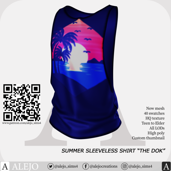 Alpha Summer sleeveless shirt by simsfinds - The Sims 4 Custom Content