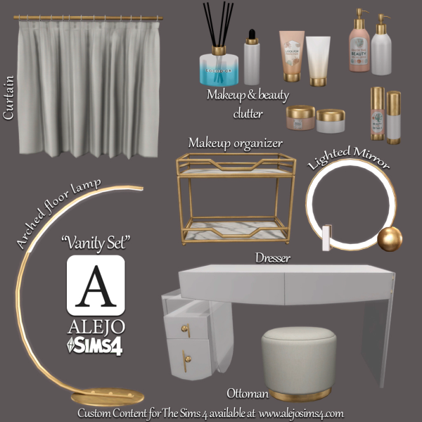 Alpha Vanity Set by simsfinds - The Sims 4 Custom Content