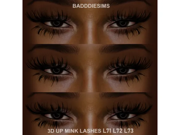 Alpha 3D MINK LASHES L71 L72 L73 by BADDDIESIMS - The Sims 4 Custom Content
