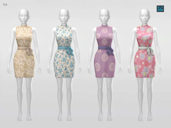 Maxis Match Summer Cocktail Dress by elfdor - The Sims 4 Custom Content