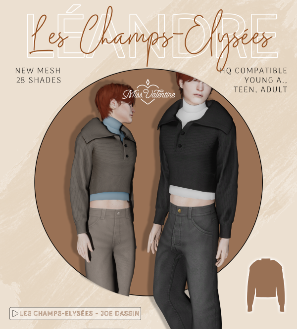 Alpha Léandre Top by simsfinds - The Sims 4 Custom Content