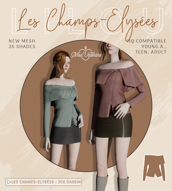 Alpha Lilou Top by simsfinds - The Sims 4 Custom Content