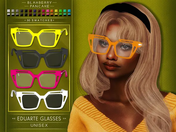 Alpha Eduarte Glasses Unisex by Blahberry Pancake - The Sims 4 Custom Content