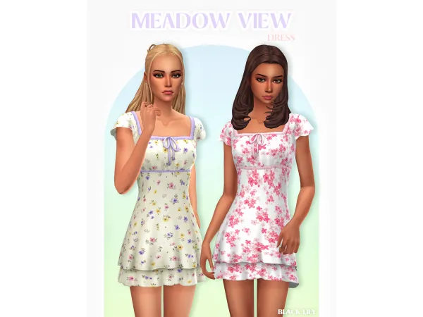 Meadow View Dress by Black Lily - The Sims 4 Custom Content